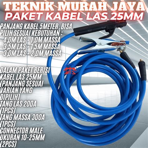 Jual PAKET Kabel Las SET 5M 25MM Tang Las SET Stang Massa SET 5 Meter