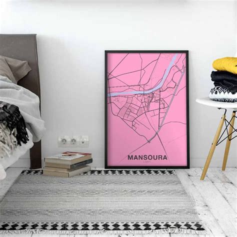 MANSOURA Egypt Map Poster Color Hometown City Print Modern - Etsy