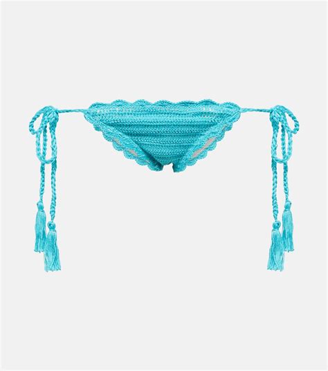 Crochet Bikini Bottoms In Blue Anna Kosturova Mytheresa