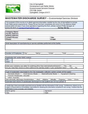 City Of Springfield Wastewater Discharge Permit Application Doc