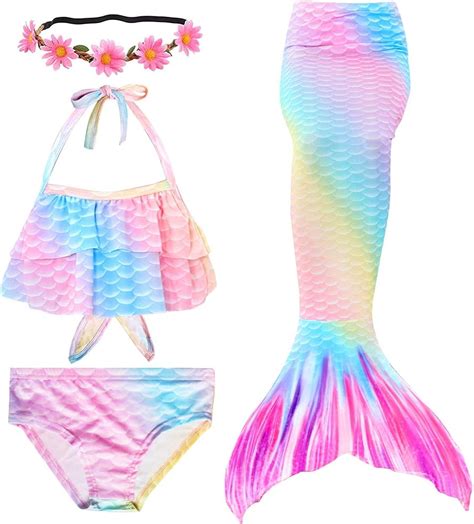Buy Newland Pcs Girls Swimsuit Mermaid Tails For Swimming Princess Bikini Bathing Suit Set