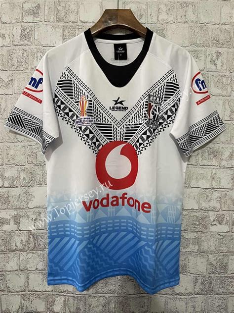 2022 2023 Fiji Home White Blue Rugby Shirt Fiji Topjersey