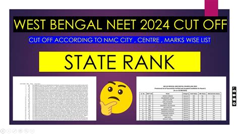 Neet 2024 West Bengal State Rank List Cut Off With Prove Neet Neet2024 Youtube