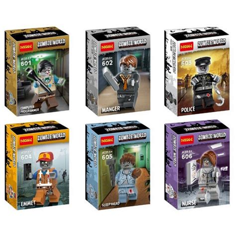 NEW hot 6pcs/set zombies world walking dead Halloween Action Figures Building Blocks Bricks ...