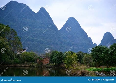 Karst Landscape, Hills of Yangshuo, Guilin, Guangxi, China Stock Photo - Image of natural, green ...