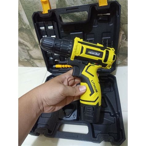 Jual Mesin Bor Baterai Cordless NAGAWA 12V Set Aksesoris Bor Battery