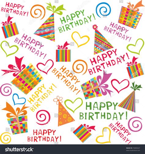 Happy Birthday Seamless Wrapping Paper Stock Vector 70890427 Shutterstock