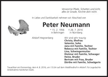 Traueranzeigen Von Peter Neumann Gemeinsamtrauern N Land