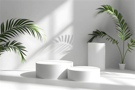 Premium Photo | Minimalist White Room with Palm Plants and Columns