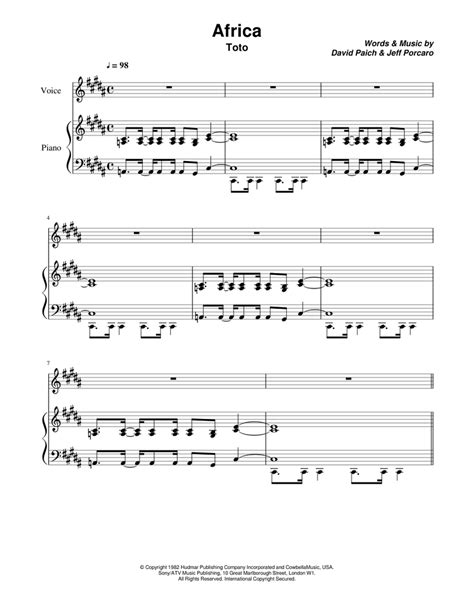 Africa By Toto Sheet Music For Piano Voice Download Free In Pdf Or