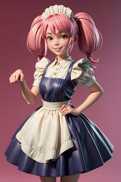 Anime Cartoon Kawaii Linda Garota Em Um Vestido De Empregada Personagem