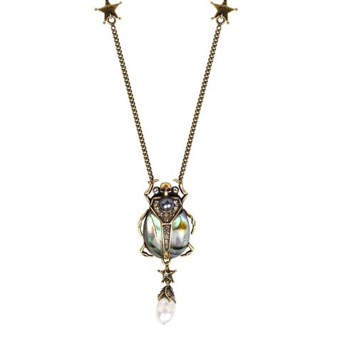 Alexander Mcqueen Pearl Skull Chain Necklace Flannels