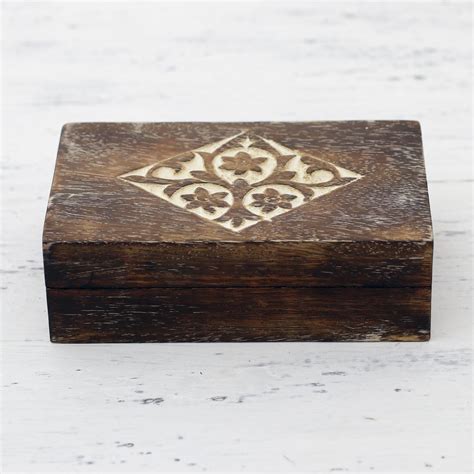 Handcrafted Floral Mango Wood Decorative Box From India Blossoming R