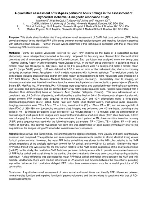 PDF A Qualitative Assessment Of First Pass Perfusion Bolus Timings In