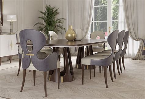 Casa Padrino Luxury Art Deco Dining Room Set Gray Purple Brown