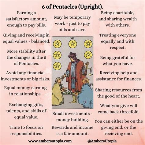 6 Of Pentacles Upright Suit Of Pentacles Tarot Card Meanings