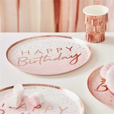 Happy Birthday Rosé Goud Ombre 8 stuks kopen Slingershop nl