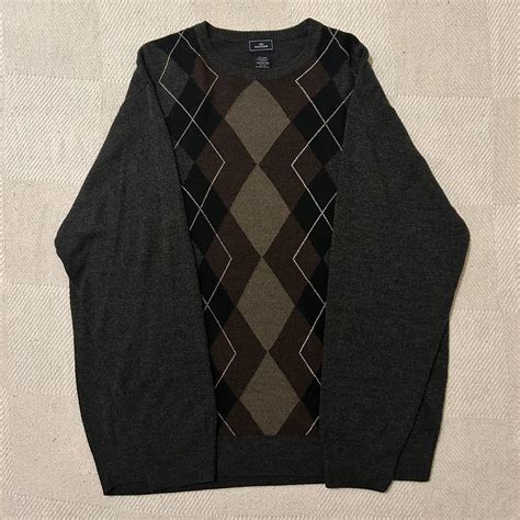 Dockers Argyle Sweater Grey Brown Size Xxl Depop