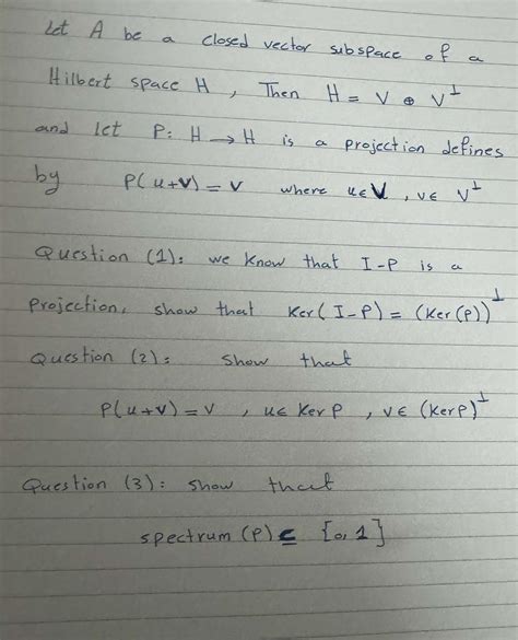 Solved Let A Be A Closed Vector Subspace Of A Hilbert Space Chegg