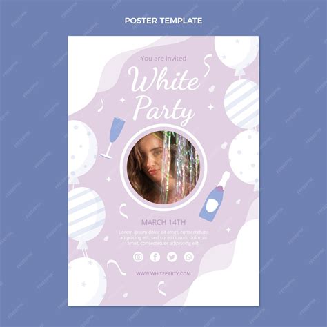 Premium Vector Flat Design White Party Poster Template