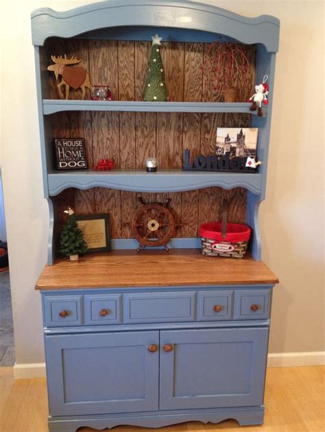 Blue Dining Room Hutch With Custom Wooden Top