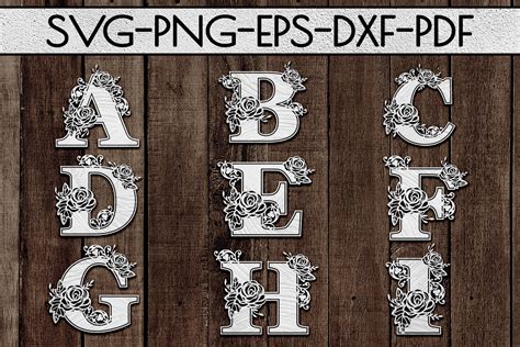 Roses Alphabet Font Paper Cut Bundle A Z 26 Svg Pdf Dxf 531733