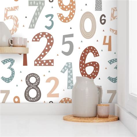 Cute numbers Wallpaper | Spoonflower