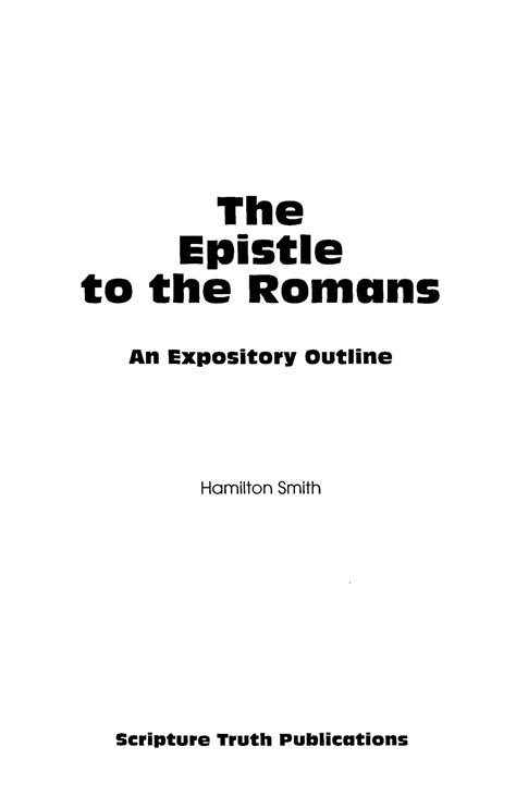 The Epistle to the Romans: An Expository Outline | Plymouth Brethren ...