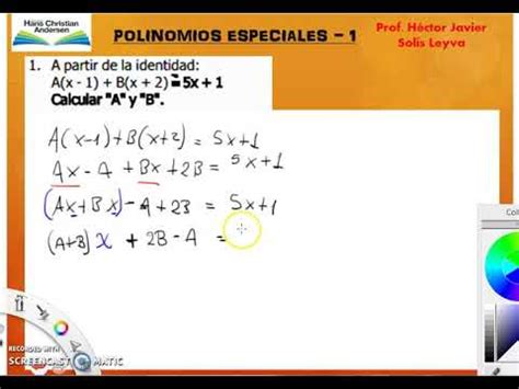 Polinomios Especiales Polinomios Identicos YouTube