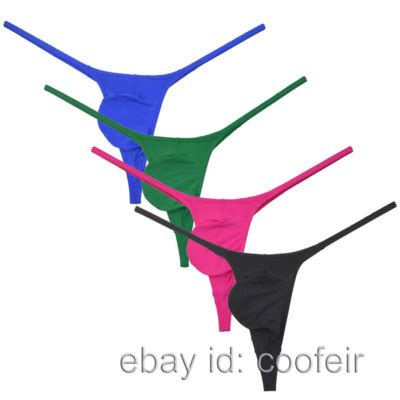 Men S Ice Silk Micro Thong Underwear Posing Contoured Pouch Bikini String T Back EBay