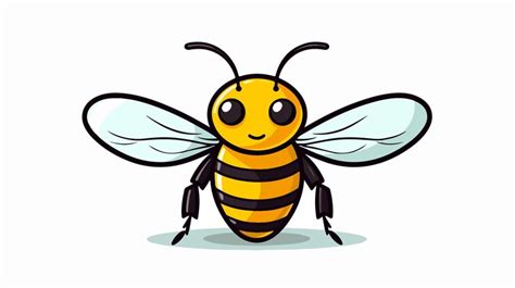 Cute Bee Cartoon Vector Illustration On White Background Premium Ai