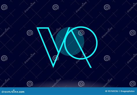 Vq V Q Blue Line Circle Alphabet Letter Logo Icon Template Vector