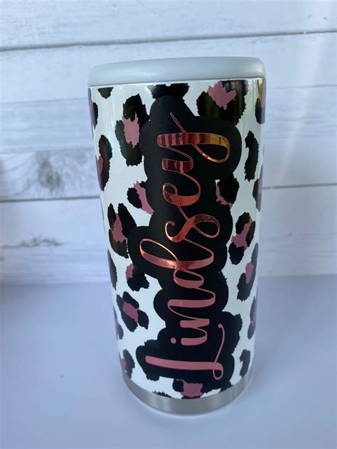 Leopard Personalized Skinny Can Koozie Truely White Claw Etsy