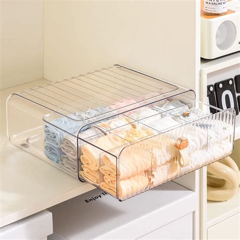 Socks Underwear Wall Mount Drawer Organizer Switchable 6 Cell Drawer Acrylic