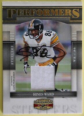 2007 DONRUSS GRIDIRON GEAR PERFORMERS P 44 HINES WARD AUTO JERSEY 10