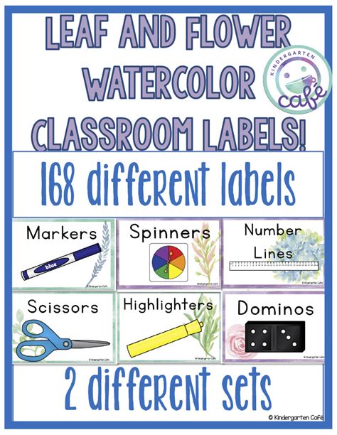 Leaf and Flower Watercolor Classroom Labels by Teach Simple