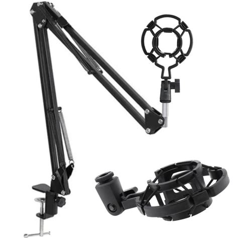 Kit Bra O Articulado Pedestal Mesa P Microfone Suporte Shock Mount