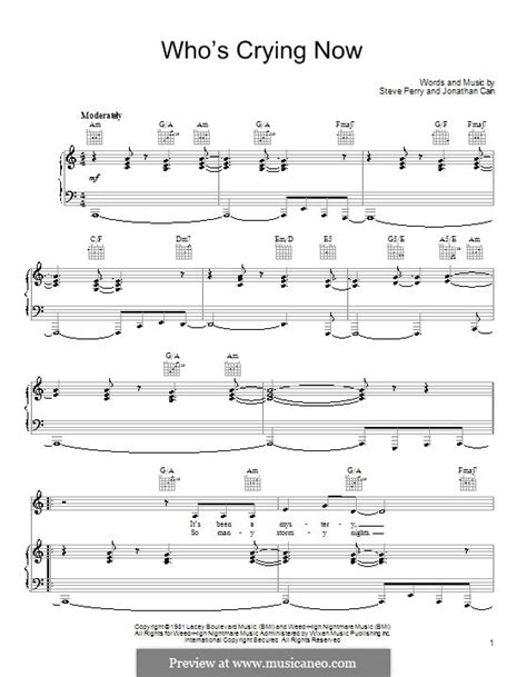 Who's Crying Now (Journey) by J. Cain, S. Perry - sheet music on MusicaNeo