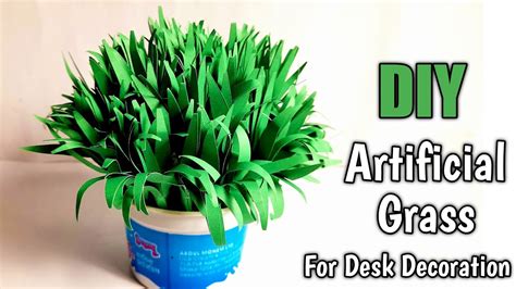 Artificial Grass For Desk Diy Paper Grass For Desk Decoration How To Make Artificial Grass