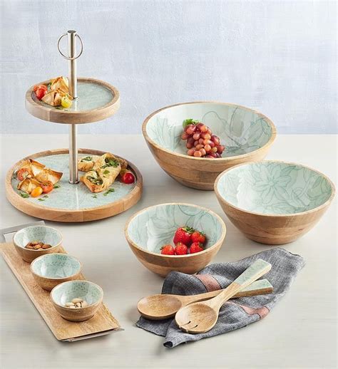 Wood And Enamel Serving Utensils Set, Kitchen Serving Ware, Utensils - Gadgets by Harry & David