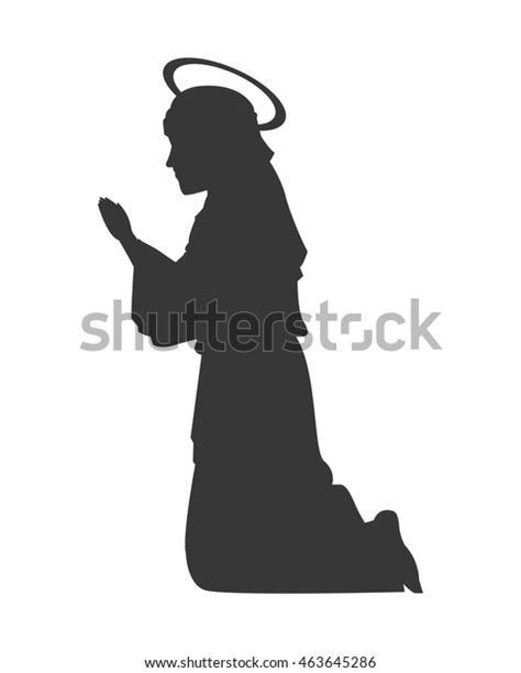 Flat Design Virgin Mary Silhouette Icon Stock Vector Royalty Free