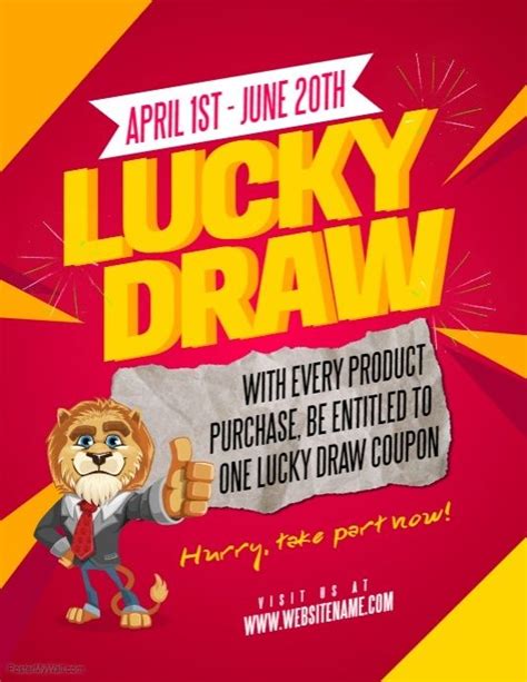 An Advertisement For Lucky Draw Featuring A Lion Holding A Sign With