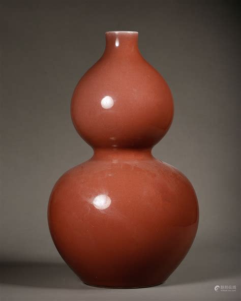 Bidlive Chinese Ox Blood Glazed Gourd Vase