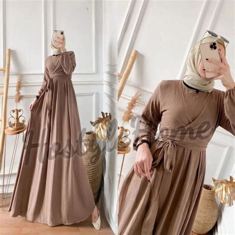 Jual Aliva Baju Gaun Gamis Busui Maxi Maxy Crinkle Ukuran S M L Xl