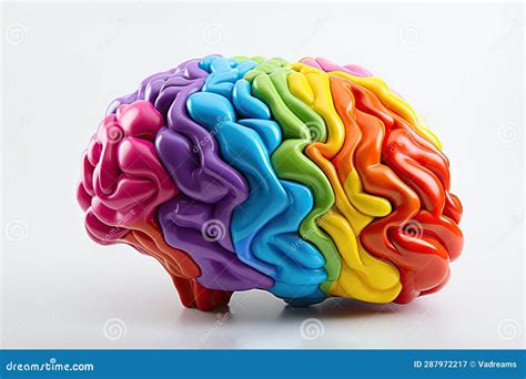 Rainbow Human Brain Isolated On White Background Neurodiversity Mental Health Psychology And