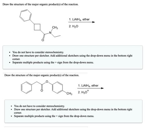 Draw The Structure Of The Major Organic Products Of The Reaction Liaih4