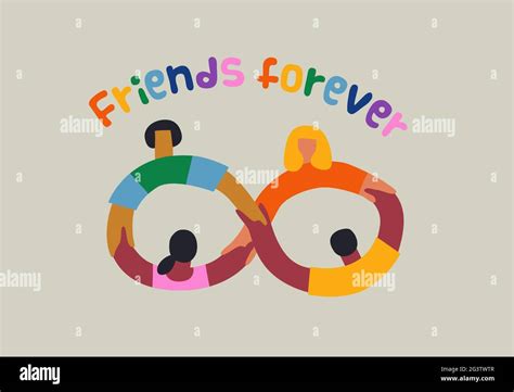 Friends forever illustration concept, diverse people group holding ...