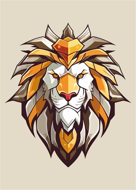 Lion Head Logo Mascot Wild Poster Picture Metal Print Paint By