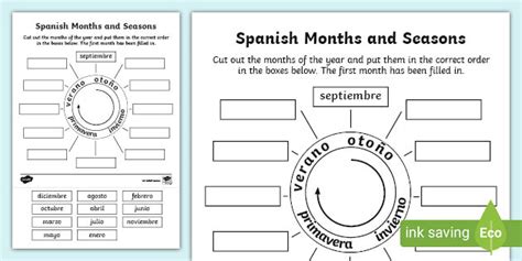 Spanish Months And Seasons Worksheet Teacher Made