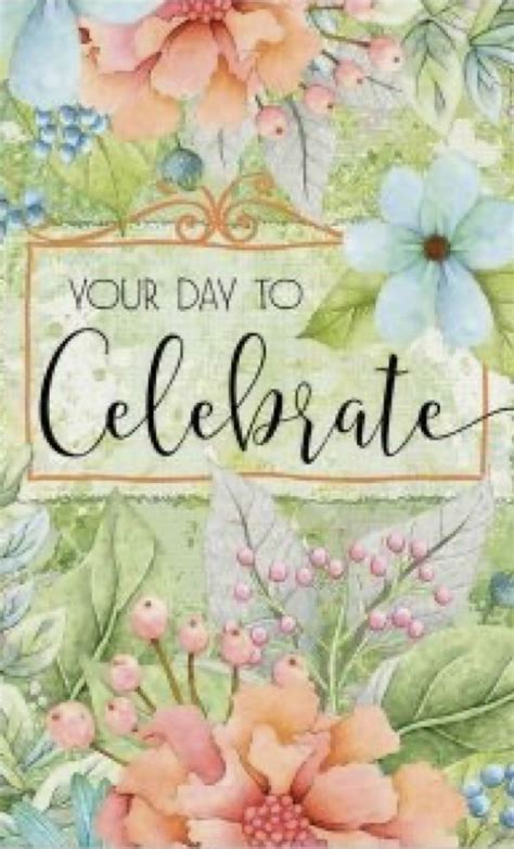 A Greeting Card With Flowers And Leaves In The Background That Says